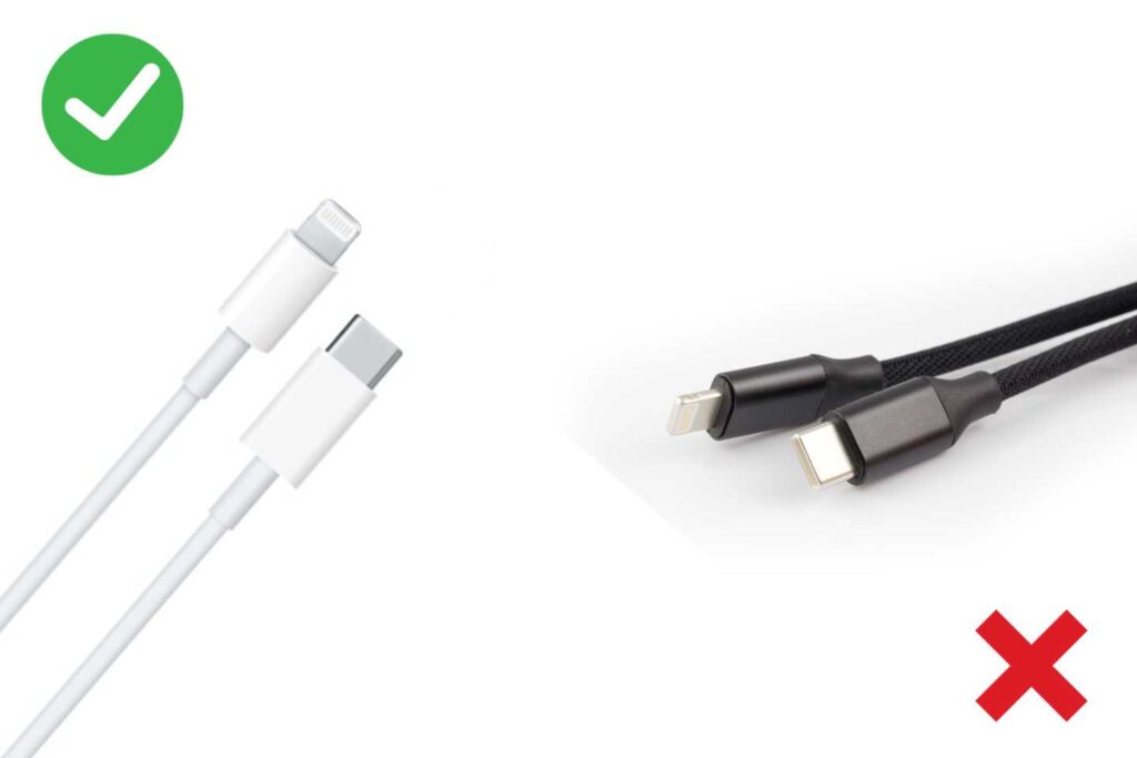 Os conectores Lightning e USB-C têm formato semelhante, mas não podem ser confundidos um com o outro